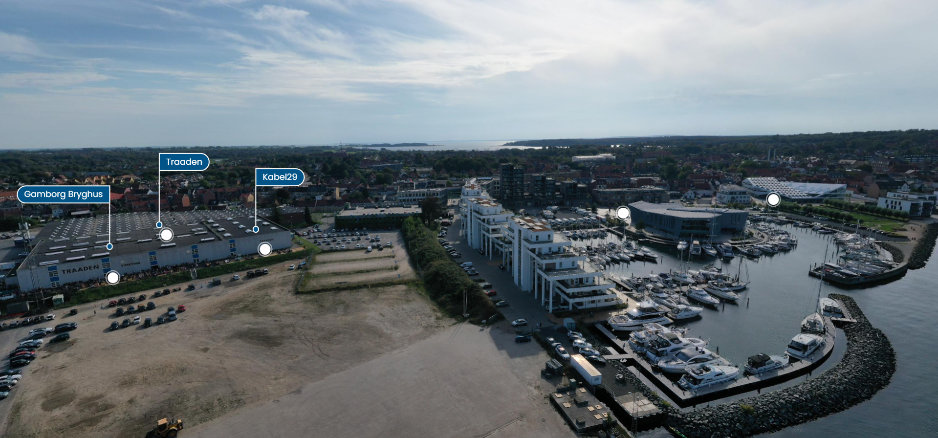Stort geografisk view med forbindelser til forskellige steder